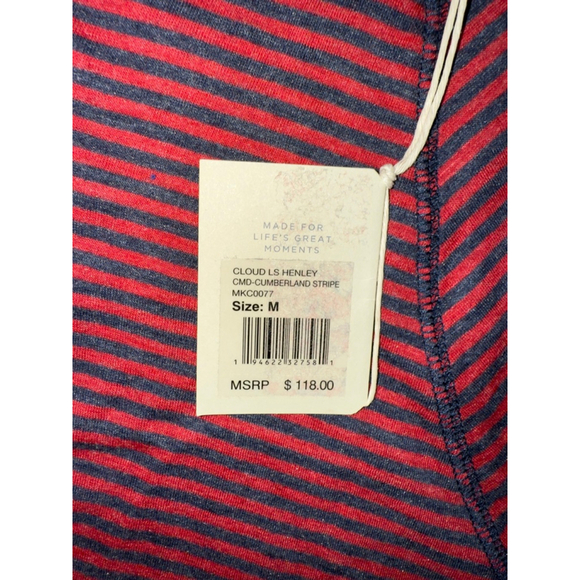 Faherty XL Cloud Long Sleeve Henley Cumberland‎ Stripe Red Blue NWT - Picture 5 of 7
